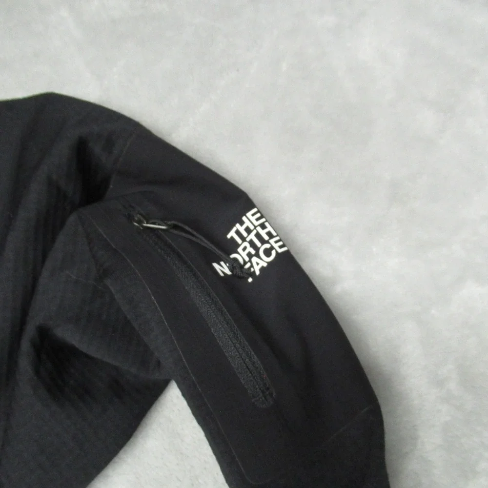 North Face Jacket Mens Medium Black Mountain Peaks Fleece Full Zip Hike LOGO NEW